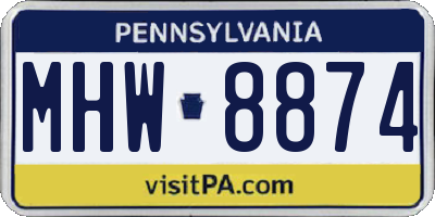 PA license plate MHW8874