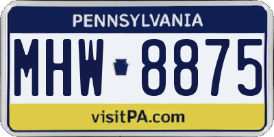 PA license plate MHW8875
