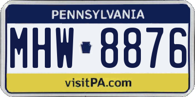 PA license plate MHW8876