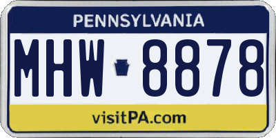 PA license plate MHW8878
