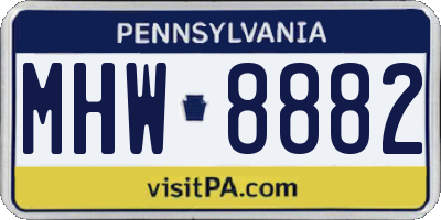 PA license plate MHW8882