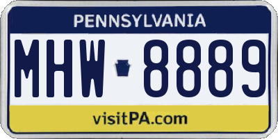PA license plate MHW8889