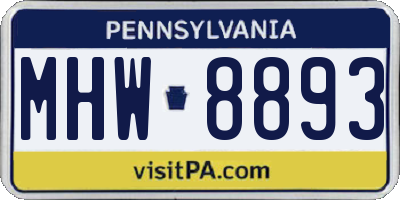 PA license plate MHW8893