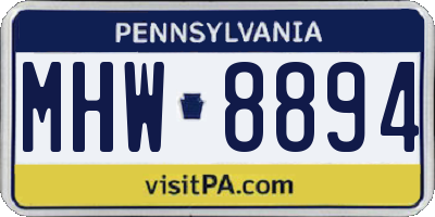 PA license plate MHW8894