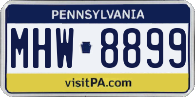 PA license plate MHW8899