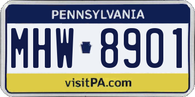 PA license plate MHW8901