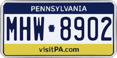 PA license plate MHW8902