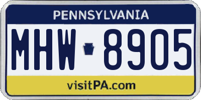 PA license plate MHW8905