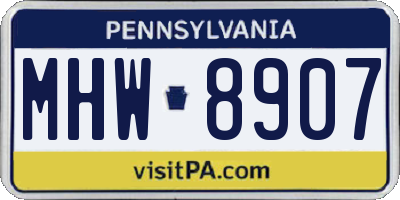 PA license plate MHW8907