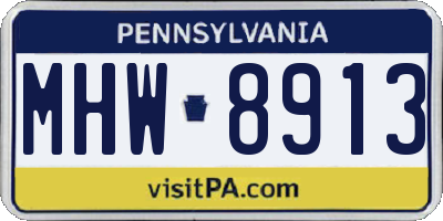 PA license plate MHW8913