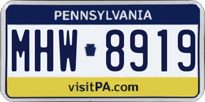 PA license plate MHW8919