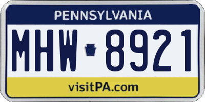 PA license plate MHW8921