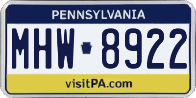 PA license plate MHW8922