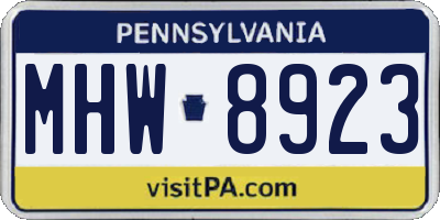 PA license plate MHW8923