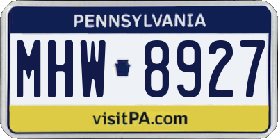PA license plate MHW8927