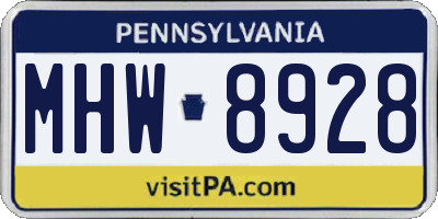 PA license plate MHW8928