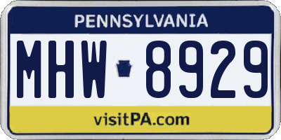 PA license plate MHW8929