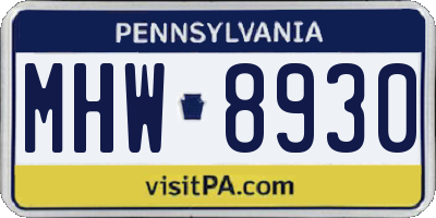 PA license plate MHW8930