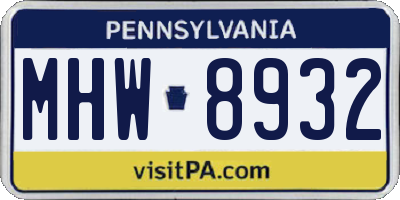 PA license plate MHW8932