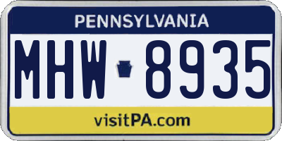 PA license plate MHW8935