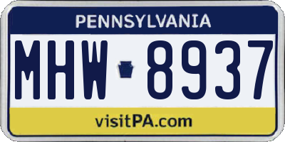 PA license plate MHW8937