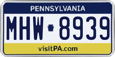 PA license plate MHW8939