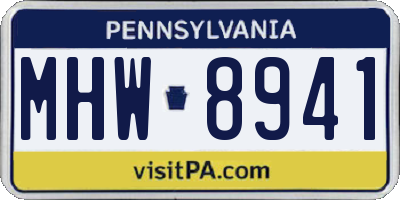 PA license plate MHW8941