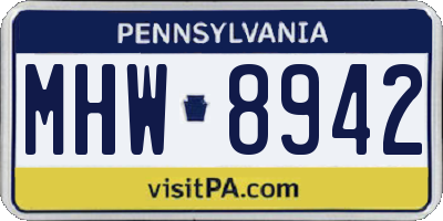 PA license plate MHW8942