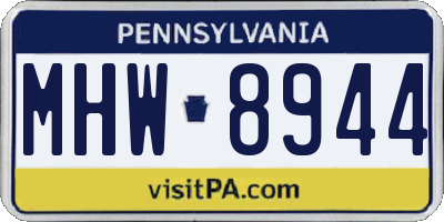 PA license plate MHW8944