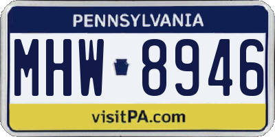PA license plate MHW8946