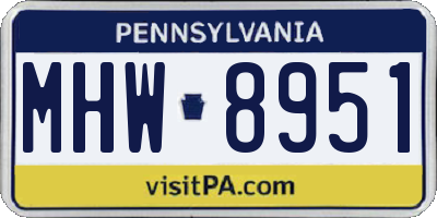 PA license plate MHW8951