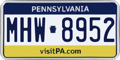PA license plate MHW8952