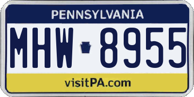 PA license plate MHW8955