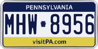 PA license plate MHW8956