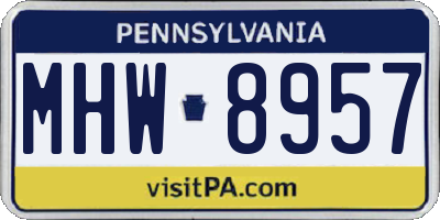 PA license plate MHW8957