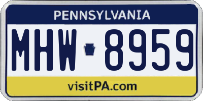 PA license plate MHW8959