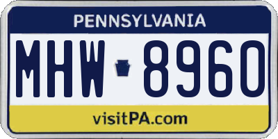 PA license plate MHW8960