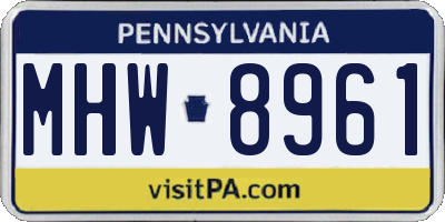 PA license plate MHW8961