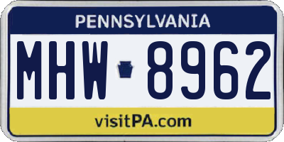PA license plate MHW8962