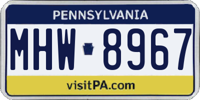 PA license plate MHW8967