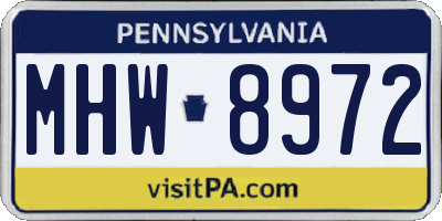 PA license plate MHW8972