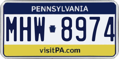 PA license plate MHW8974