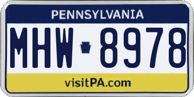 PA license plate MHW8978