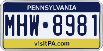 PA license plate MHW8981