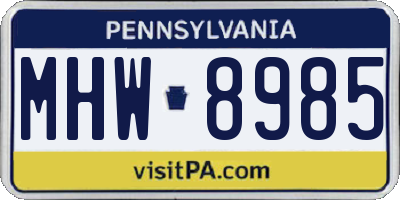 PA license plate MHW8985