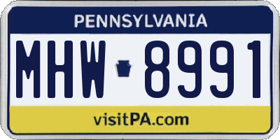 PA license plate MHW8991