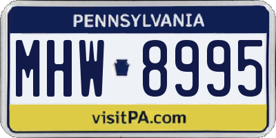 PA license plate MHW8995