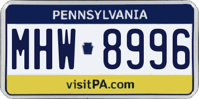 PA license plate MHW8996