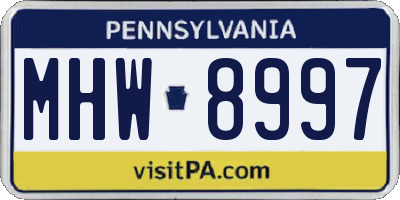 PA license plate MHW8997