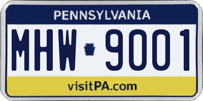 PA license plate MHW9001